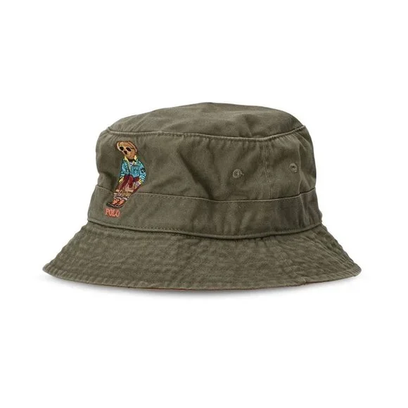 100% cotton Ralph Lauren Polo bear embroidered Green Bucket Hat Polo Ralph Lauren Men main image 4